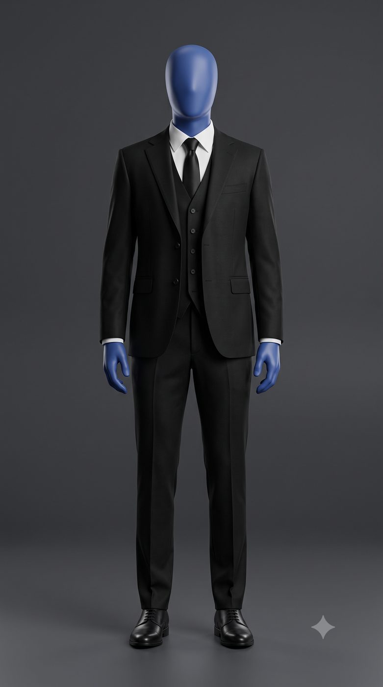 Un joueur en costume à tête bleue